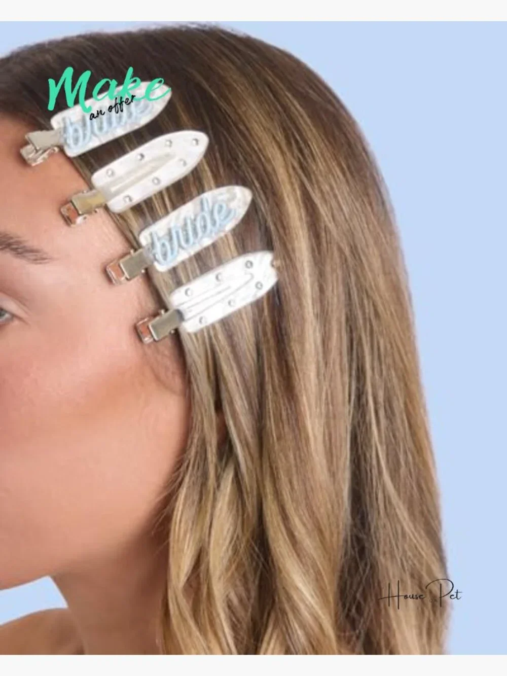 Bride Beauty Clips - 4pc Acrylic Bachelorette Hair Accessory
